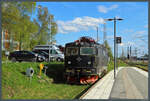 Die Rc6 1344 der SJ steht am 22.05.2023 auf einem Stumpfgleis des Bahnhofs Östersund. Die Lokomotiven kommen vor den IC-Zügen nach Stockholm zum Einsatz.