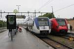 Am 16.07.2017 stehen zwei Bombardier Regina Triebzüge im Bahnhof Gävle.