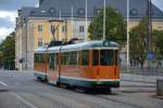 Am 09.09.2014 fährt diese Straßenbahn Richtung Hauptbahnhof Norrköping.