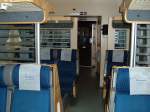 Inneneinrichtung eines Sitzwagens 2.Klasse im Nachtzug Narvik - Stockholm, 1.Klasse gibt es nicht.