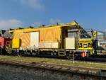 SBB Montagewagen mit Container  Xs 40 85 95 58 609-5 in BIPO Industriewerk Biel