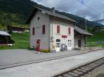 Das Bahnhofsgebude Biel auf der Matterhorn Gotthard Bahn am 13.8.2007