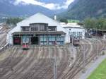 Das Depot Erstfeld aus der Vogelperspektive am 16.08.2007 Die Lok vor dem Depot ist Re 420 307!