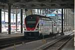 Nachschuss auf RABe 511 016 am 25.10.2014, als dieser in Basel SBB als IR (Zürich Flughafen - Basel SBB) einfuhr.