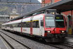 Ein SBB RBDe 560 Domino kommt im Bild auf Gleis 5 im Bahnhof Arth-Goldau als S3 nach Brunnen an. Sonntag, 22. Oktober 2017