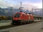 Die 1116 075  EM Schweiz  brachte den EC 162 Transalpin aus Wien West nach Buchs/SG und fhrt nun ins Depot um auf ihre Rckleistung nach Salzburg zu warten. Buchs/SG 27.03.2009