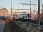 Ausfahrt des neuen Stadler RABe 511 001 DOSTO/Kiss aus Romanshorn zu einer Testfahrt richtung Amriswil - Erlen IBS. Am 03.01.2011