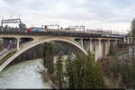 SBB CINT 193 463 / Lorraineviadukt Bern, 14. Dezember 2023<br>
Transrail / Centralbahn Fussballextrazug Leipzig - Bern<br>
(Champions League RB Leipzig - BSC YB)