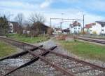 Eine teilweise demontierte Gleiskreuzung in Egnach bei Romanshorn (27.03.2010).