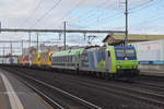 Re 485 016-0 durchfährt den Bahnhof Rothrist. Die Aufnahme stammt vom 11.03.2020.
