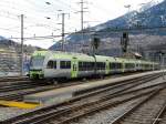 bls - Triebzge Ltschberger RABe 535 114 und RABe 535 115 bei der ausfahrt aus dem Bahnhof Brig am 24.03.2013