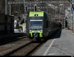 BLS - Treibzug RABe 535 104 bei der einfahrt in Goppenstein am 28.02.2021