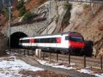 IC nach Brig beim Schluchitunnel auf der Ltschberg-Sdrampe bei Hohtenn am 6.12.2007