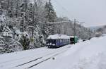 Es hat geschneit im Jura: RM ABe 526 290-2 (ex. SOB Nr.11),  Tunnelkino , whrend seinem Winterschlaf in Gnsbrunnen, 09.12.2012.