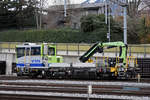 Tm 98 85 5235 214-4 durchfährt den Bahnhof Spiez. Die Aufnahme stammt vom 19.12.2018.