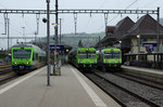 BLS: Pfingstwochenende in Langnau im Emmental mit S 6 nach Escholzmatt Schüpfheim Wolhusen Luzern, S 2 nach Konolfingen Gümligen Bern Laupen und S 4 nach Ramsei Hasle-R Burgdorf Bern Thun am 14. Mai 2016.
Foto: Walter Ruetsch 