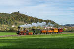 SBB Historic D 1/3  Limmat  / Koblenz, 16. Oktober 2022<br>
Fahrten mit der Spanisch-Brötli-Bahn zum Jubiläum 175 Jahre Schweizer Bahnen<br>
Fahrleitung und Hochspannungsleitungen wurden digital entfernt.