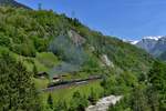 A 3/5 705 + C 5/6 2978 mit einem Sonderzug am 21.05.2016 bei Gurtnellen.