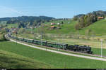 SBB Historic C 5/6 2978 mit Sonderzug am 21. April 2018 bei Gibswil. Die Lok bespannte den Zug in einer ersten Etappe von Zürich über Rapperswil und Bauma (Mittagshalt) bis Winterthur Töss.<br>
Im Hintergrund ist der Bachtel zu sehen. In diesem Abschnitt wird derzeit die Fahrleitung erneuert, was ich leider erst vor Ort gesehen habe und vorübergehend zu einem regelrechten Mastenwald führt.