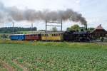 VDBB: 150 Jahre Eisenbahn in Konolfingen. Grosses Bahnhoffest in Konolfingen vom 31. Mai und 1. Juni 2014. Sonderfahrten Konolfingen-Worb SBB mit der Eb 3/5 5810 ex SBB bei Worb auf der Rückfahrt nach Konolfingen am 1. Juni 2014.
Foto: Walter Ruetsch