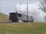 Winterdampf des Vereins Historische Emmentalbahn. Dampflok Ed 3/4 Nr. 2 der Solothurn-Münster-Bahn kurz vor dem Übertritt aus dem Oberaargau ins Emmental. Rohrbachgraben, Februar 2018. 