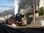 Dampflok 01 202 der Verein Pacific 01 202 und 012 066-7 der Nostalgiefahrten Bebra mit Sonderzug nach Gotthard in Locarno am 07/03/2015  Sehen Sie ein Video der Zug hier -