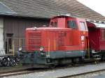 ST - Ranigerlok Em 2/2 1   Lisi  im abgestellt im Bahnhofsareal von Triengen am 28.08.2010