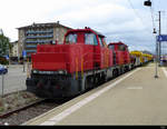 SBB - Am 841 003-7 und Am 841 005-2 vor einem Bauzug abgestellt im Bahnhofsareal in Solothurn am 28.06.2020