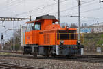 Tm 233 909-1 der EDG durchfährt den Bahnhof Pratteln. Die Aufnahme stammt vom 04.02.2021.