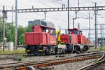 Tm 234 115-4 zusammen mit der Am 841 017-7, durchfahren den Bahnhof Pratteln.