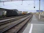 Zug 65488 mit knappen 700m Lnge wartet mit Ae 6/6 11449 an der Spitze auf die Ausfahrt aus dem Bahnhof Rorschach zum RBL.