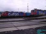 Auch Cargo hat Sonntag:-). Sprichwrtlich ruhen sich die Ae 610 508 *Wettingen* und die Re 420 186-9 in Buchs SG aus.
07.06.08