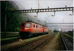 Prototyp Ae 6/6 11401 + 11402 warten in Biasca auf den Simplon-Orient-Express whrend der Mega Tessin 1997