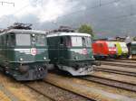 SBB Historic - Ae 6/6 11411 und Ae 6/6 11402 sowie 1 Lok DB und Captrain an einer Fitnessfahrt in einem Extra abgesperrten Geleisfeld das somit Extra für alle Fotografen und Besucher des 1 August