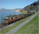 Die BLS Ae 8/8 273 mit einem Sonderzug Richtung Brig beim Château de Chillon.