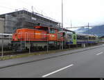 BLS - Rangierlok 936 135-3 mit Steuerwagen im Werkstätte Areal der BLS in Bönigen am 04.02.2023