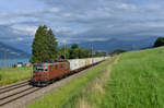 Re 425 184 mit einem Zuckerzug am 16.06.2017 bei Spiez. 