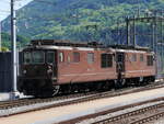 BLS - Re 4/4  171 und Re 4/4  182 bei Rangierfahrt im Bahnhof Brig am 18.05.2018