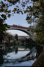 BLS Re 4/4 185 & 183 / Lorraineviadukt Bern, 1. November 2022<br>
Zuckerrübenleerzug Aarberg - Langenthal