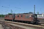 Zwei Re 425 der BLS mit den Nummern 184 und 173 abgestellt am Badischen Bahnhof. Die Aufnahme stammt vom 23.05.2014.