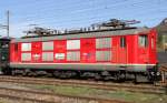 Die ehemalige Re 4/4 (1) 10009 Euro Vapor von Trans Rail neu Re 410 009-5 auf dem Abstell Gleis beim Bahnhof Sissach am 26. Oktober 2013.