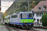Re 420 504-3 fährt beim Bahnhof Interlaken Ost ein. Die Aufnahme stammt vom 03.10.2017.