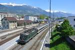 Dispo Lausanne als Ersatz IR 1815 bei Einfahrt in Sierre/Siders, wo der Zug Baustellen bedingt wendet und zurck als IR 31718 nach Genf Flughafen fhrt.