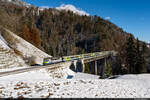 4 Tage bis zum endgültigen Aus: Am 07.12.2021 ist BLS Re 420 501 unterwegs als RegioExpress 4069 von Spiez nach Zweisimmen und konnte hier auf dem Bunschenbach Viadukt bei Weissenburg aufgenommen werden