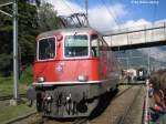 Re 4/4'' 11120 machte am 8.9.07 whrend des Gotthardjubilums Vorfhrfahrten im Depot Erstfeld.