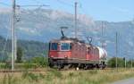 Re 4/4 II 11171 und 11298 am 06.08.08 mit ihrem  schweren  Gterzug bei Sevelen, Rheintalstrecke Buchs SG - Sargans