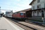 Abschied nehmen von alten REX: Re 4/4'' 11135 mit dem RE 3834 am 8.6.2013 in Buchs SG.