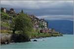 Bei einer eindrücklichen Wetterstimmung und einer fasziniernden Farbe des Lac Léman fahren zwei SBB Re 4/4 II mit einem Güterzug bei St-Saphorin vorbei.