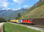 11261 approaches Lavorgo whilst working postal train 50921 from Harkingen Poste to Cadenazzo, 27 Sept 2016