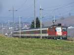 Die SBB Re 4/4 II 11159 verkehrte am 29.1.17 als IR von Zürich HB nach Schaffhausen.